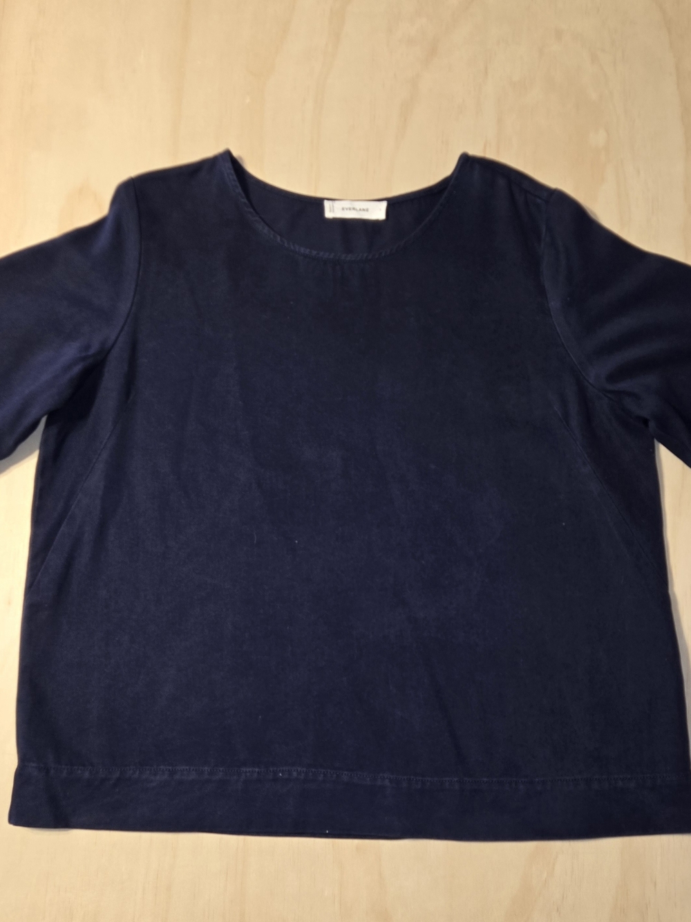 Everlane 100% Tencel Lyocell Short Sleeve Boxy Relaxed Tee Navy Blue L